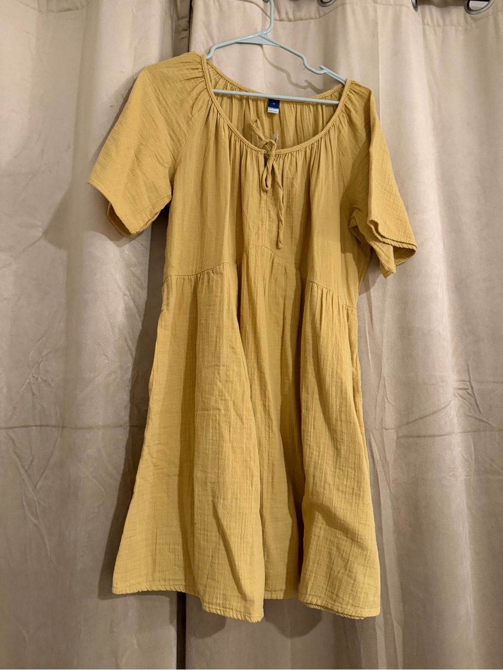 Old Navy Mustard Short Sleeve Tie-Front Mini Dress